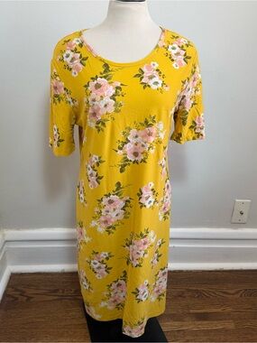 EUC Bobbie Brooks Yellow Floral Tunic Shirt/Mini Dress sz L